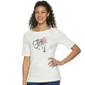 Croft & Barrow Boat Neck Short Sleeve Bicycle Top